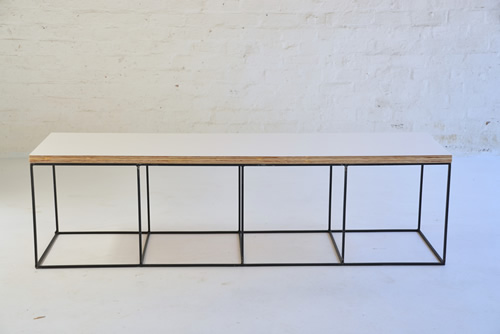 018 Coffee table - long wood and iron